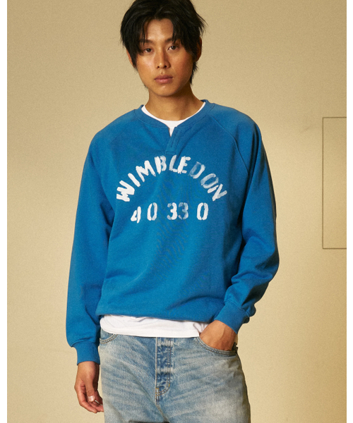 AMOU(アモウ)の「Wimbledon Henley neck blue(スウェット・メンズ・その他・1/2/3)」の1枚目の写真