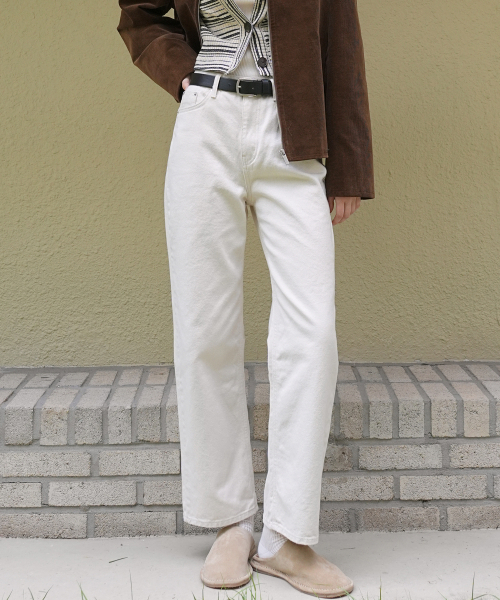 PAUL&ALICE(ポール&アリス)の「STRAIGHT DENIM PANTS / ECRU(デニムパンツ・レディース・オートミール・SMALL/MEDIUM/LARGE)」の1枚目の写真