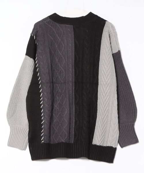 WORLD WIDE LOVE!(ワールドワイドラブ)の「ケーブル切り替えカーデ(ニット/セーター・レディース・アイボリー/ブラック/ベージュ・1)」の15枚目の写真
