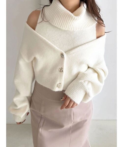 MERCURYDUO（マーキュリーデュオ）の「オフタートルアンサンブル（ニット/セーター・レディース・オフホワイト/ピンク/ライトブルー・FREE）」の4枚目の写真