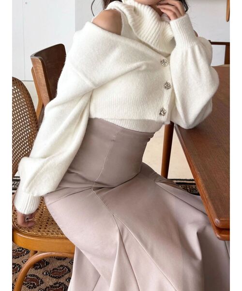 MERCURYDUO（マーキュリーデュオ）の「オフタートルアンサンブル（ニット/セーター・レディース・オフホワイト/ピンク/ライトブルー・FREE）」の5枚目の写真