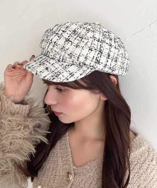 apres jour(アプレジュール)の「【apres jour×ARIAZ】ツイードキャスケット(キャスケット・レディース・ブラック/ホワイト・FREE)」の2枚目の写真