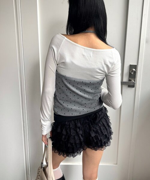 WHO'S WHO gallery（フーズフーギャラリー）の「アイレットホルターレイヤードトップス（Tシャツ/カットソー・レディース・ネイビー/レッド/ブラック/グレー/チャコールグレー/ホワイト系その他/ブラック系その他2/ホワイト系その他2/グレー系その他2・FREE）」の19枚目の写真