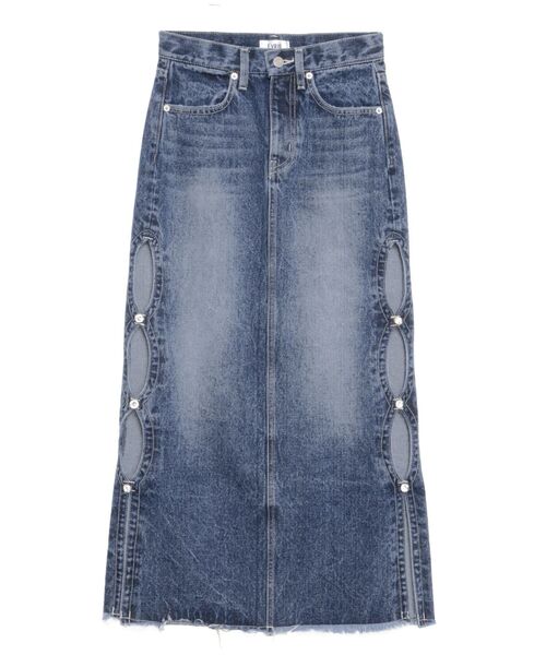 EVRIS(エヴリス)の「サイドビジューカットロングデニムスカート(デニムスカート・レディース・インディゴブルー/ブルー/ブラック・MEDIUM/SMALL)」の18枚目の写真