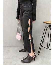 EVRIS | サイドビジューカットロングデニムスカート(デニムスカート)