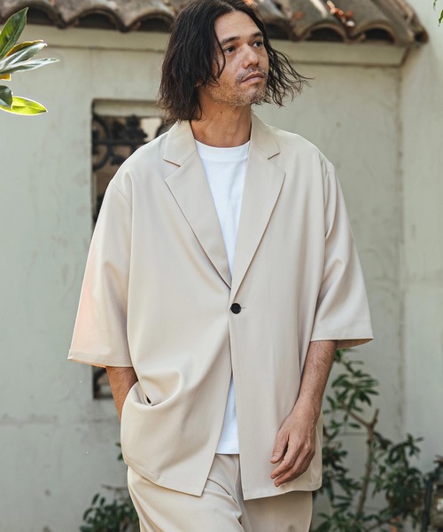 CAMBIO(カンビオ)の「mj11329- Tropical 1B Short Sleeve Jacket 半袖ジャケット(S63126cmb)(その他アウター・メンズ・チャコール/キナリ/グレイッシュベージュ/ブラック・L/M/S)」の3枚目の写真