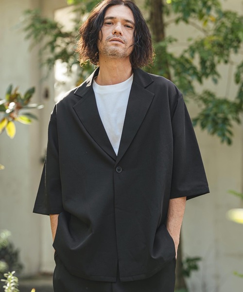 CAMBIO(カンビオ)の「mj11329- Tropical 1B Short Sleeve Jacket 半袖ジャケット(S63126cmb)(その他アウター・メンズ・チャコール/キナリ/グレイッシュベージュ/ブラック・L/M/S)」の1枚目の写真