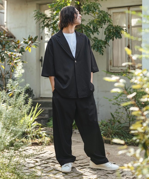 CAMBIO(カンビオ)の「mj11329- Tropical 1B Short Sleeve Jacket 半袖ジャケット(S63126cmb)(その他アウター・メンズ・チャコール/キナリ/グレイッシュベージュ/ブラック・L/M/S)」の5枚目の写真