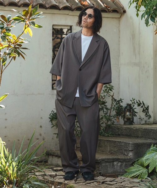 CAMBIO(カンビオ)の「mj11329- Tropical 1B Short Sleeve Jacket 半袖ジャケット(S63126cmb)(その他アウター・メンズ・チャコール/キナリ/グレイッシュベージュ/ブラック・L/M/S)」の8枚目の写真