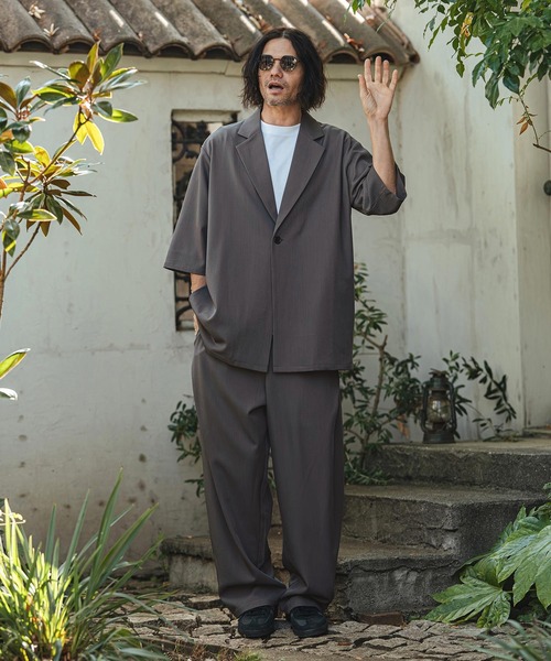 CAMBIO(カンビオ)の「mj11329- Tropical 1B Short Sleeve Jacket 半袖ジャケット(S63126cmb)(その他アウター・メンズ・チャコール/キナリ/グレイッシュベージュ/ブラック・L/M/S)」の9枚目の写真