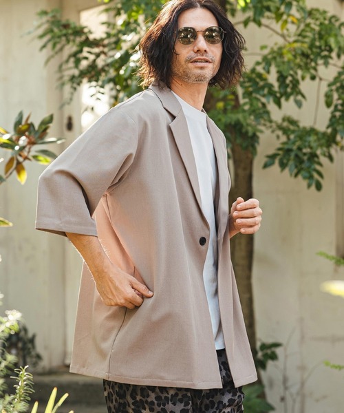 CAMBIO(カンビオ)の「mj11329- Tropical 1B Short Sleeve Jacket 半袖ジャケット(S63126cmb)(その他アウター・メンズ・チャコール/キナリ/グレイッシュベージュ/ブラック・L/M/S)」の10枚目の写真