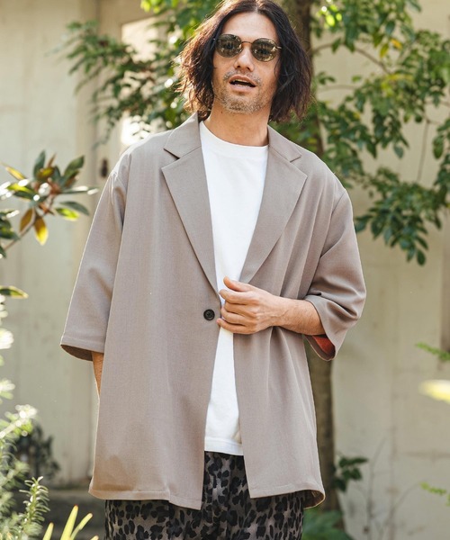 CAMBIO(カンビオ)の「mj11329- Tropical 1B Short Sleeve Jacket 半袖ジャケット(S63126cmb)(その他アウター・メンズ・チャコール/キナリ/グレイッシュベージュ/ブラック・L/M/S)」の12枚目の写真