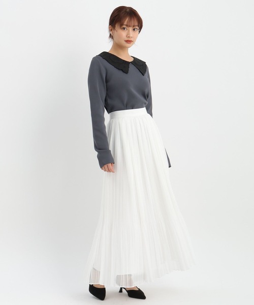 Andemiu（アンデミュウ）の「ケシプリーツフレアスカート640848（スカート・レディース・ブラック/アイボリー・FREE）」の7枚目の写真