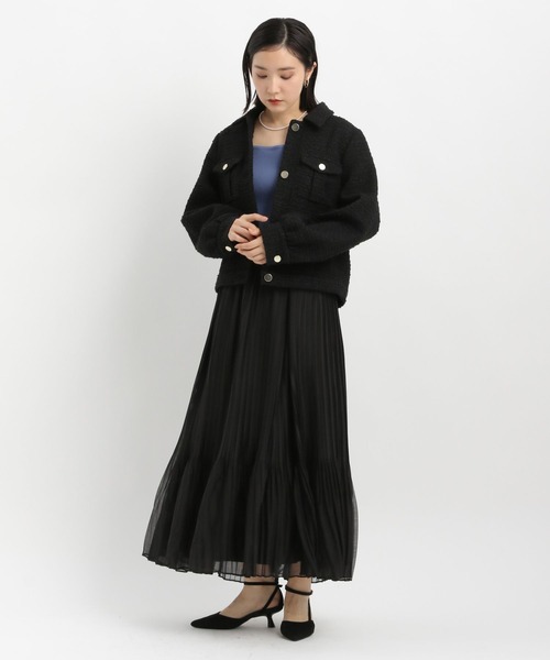 Andemiu（アンデミュウ）の「ケシプリーツフレアスカート640848（スカート・レディース・ブラック/アイボリー・FREE）」の9枚目の写真