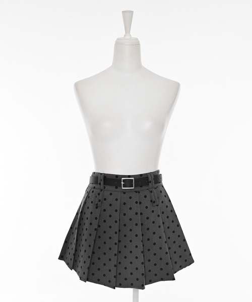 Narcissus(ナルシス)の「ドットプリーツミニスカート/インナーパンツ・ベルト付き(スカート・レディース・ブラック/グレー・FREE)」の7枚目の写真