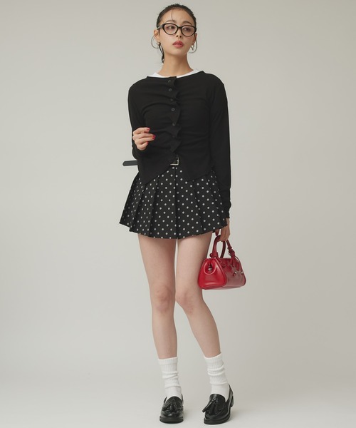 Narcissus(ナルシス)の「ドットプリーツミニスカート/インナーパンツ・ベルト付き(スカート・レディース・ブラック/グレー・FREE)」の3枚目の写真