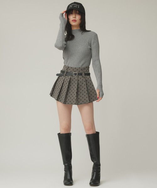 Narcissus(ナルシス)の「ドットプリーツミニスカート/インナーパンツ・ベルト付き(スカート・レディース・ブラック/グレー・FREE)」の5枚目の写真