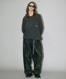 【my beautiful landlet】12.5oz DENIM TUCK WIDE PANTS - One Wash Print