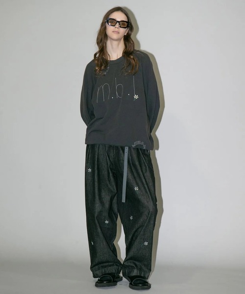 my beautiful landlet(マイビューティフルランドレット)の「【my beautiful landlet】12.5oz DENIM TUCK WIDE PANTS - One Wash Print(デニムパンツ・メンズ・ブラック/ブルー・1/2/0)」の1枚目の写真