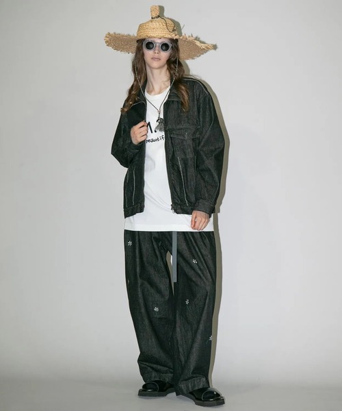 my beautiful landlet(マイビューティフルランドレット)の「【my beautiful landlet】12.5oz DENIM TUCK WIDE PANTS - One Wash Print(デニムパンツ・メンズ・ブラック/ブルー・1/2/0)」の7枚目の写真