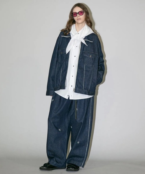 my beautiful landlet(マイビューティフルランドレット)の「【my beautiful landlet】12.5oz DENIM TUCK WIDE PANTS - One Wash Print(デニムパンツ・メンズ・ブラック/ブルー・1/2/0)」の16枚目の写真