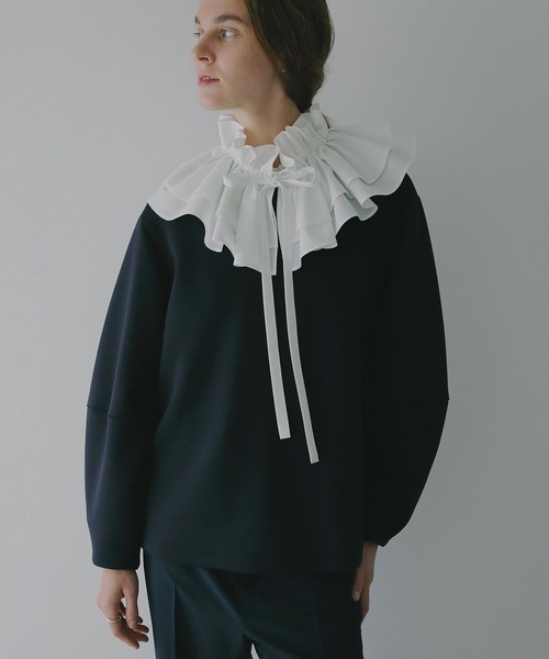 MANOF（マノフ）の「CURVED SLEEVES TOPS（Tシャツ/カットソー・レディース・ネイビー/ホワイト/グレー・F）」の15枚目の写真
