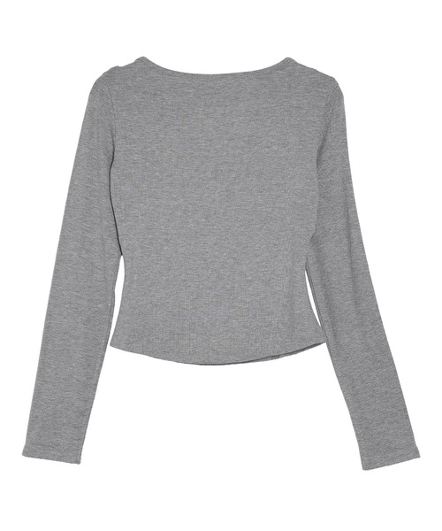 Pt18kg(プラチナイチハチキログラム)の「ラインスクエアネックスリムトップ(Tシャツ/カットソー・レディース・ブラック/グレー・FREE)」の6枚目の写真