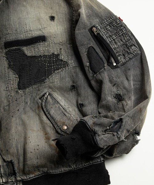 Anachronorm(アナクロノーム)の「【ANACHRONORM】HARD REMAKED DUAL DENIM MA-1(MA-1・メンズ・ブラック・2/3)」の12枚目の写真