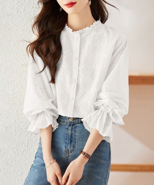 ONEP STAR(ワンピスター)の「フリル袖刺繍入りブラウス(シャツ/ブラウス・レディース・ホワイト/ベージュ・MEDIUM/LARGE/X-LARGE)」の13枚目の写真