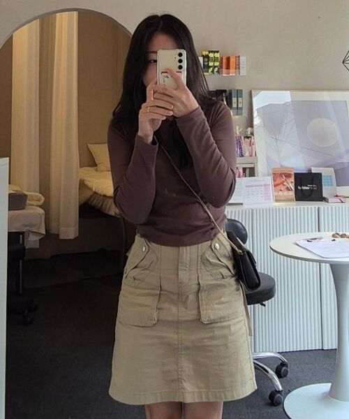 MUSINSA STANDARD WOMAN（ムシンサスタンダードウーマン）の「ウィメンズカーゴニーレングススカート[ベージュ]（スカート・レディース・その他・LARGE/MEDIUM/SMALL/X-SMALL）」の10枚目の写真