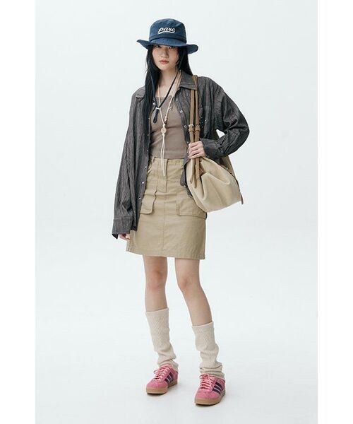 MUSINSA STANDARD WOMAN（ムシンサスタンダードウーマン）の「ウィメンズカーゴニーレングススカート[ベージュ]（スカート・レディース・その他・LARGE/MEDIUM/SMALL/X-SMALL）」の8枚目の写真