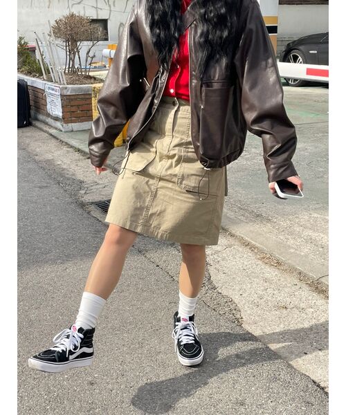 MUSINSA STANDARD WOMAN（ムシンサスタンダードウーマン）の「ウィメンズカーゴニーレングススカート[ベージュ]（スカート・レディース・その他・LARGE/MEDIUM/SMALL/X-SMALL）」の2枚目の写真