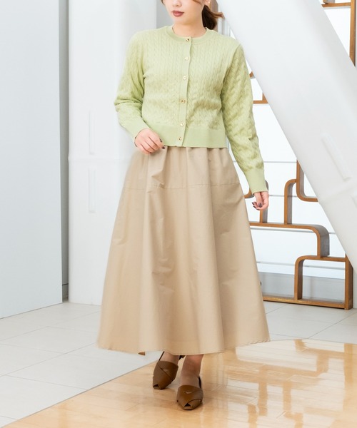 STRAWBERRY-FIELDS（ストロベリーフィールズ）の「エレナコットン_ミニケーブルカーディガン（カーディガン/ボレロ・レディース・ミント/ネイビー/オレンジ・2）」の5枚目の写真