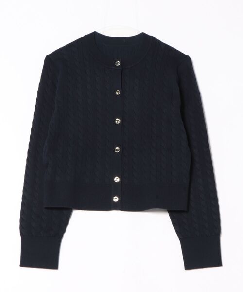 STRAWBERRY-FIELDS（ストロベリーフィールズ）の「エレナコットン_ミニケーブルカーディガン（カーディガン/ボレロ・レディース・ミント/ネイビー/オレンジ・2）」の15枚目の写真