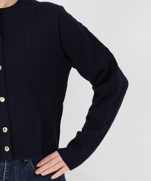 STRAWBERRY-FIELDS（ストロベリーフィールズ）の「エレナコットン_ミニケーブルカーディガン（カーディガン/ボレロ・レディース・ミント/ネイビー/オレンジ・2）」の12枚目の写真