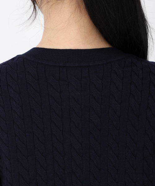 STRAWBERRY-FIELDS（ストロベリーフィールズ）の「エレナコットン_ミニケーブルカーディガン（カーディガン/ボレロ・レディース・ミント/ネイビー/オレンジ・2）」の11枚目の写真