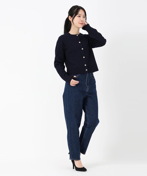 STRAWBERRY-FIELDS（ストロベリーフィールズ）の「エレナコットン_ミニケーブルカーディガン（カーディガン/ボレロ・レディース・ミント/ネイビー/オレンジ・2）」の14枚目の写真