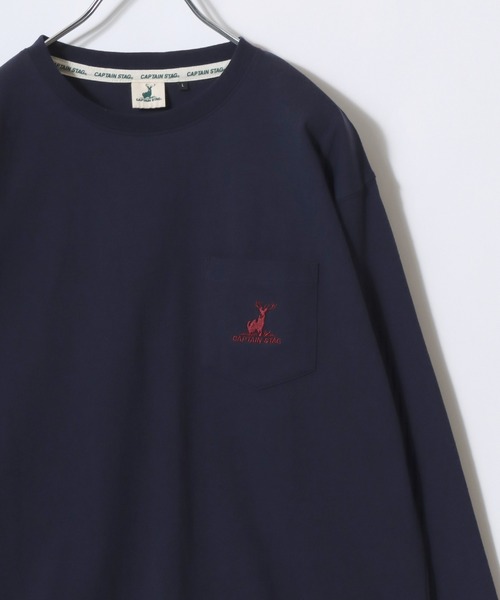CAPTAIN STAG(キャプテンスタッグ)の「2026SS CAPTAIN STAG/キャプテンスタッグ ワンポイント刺繍 ポケット付 ロングスリーブTシャツ レディース メンズ ロンT(Tシャツ/カットソー・メンズ・ネイビー/オレンジ/グリーン/ブラック/グレー/オフホワイト・M/LL/L)」の5枚目の写真