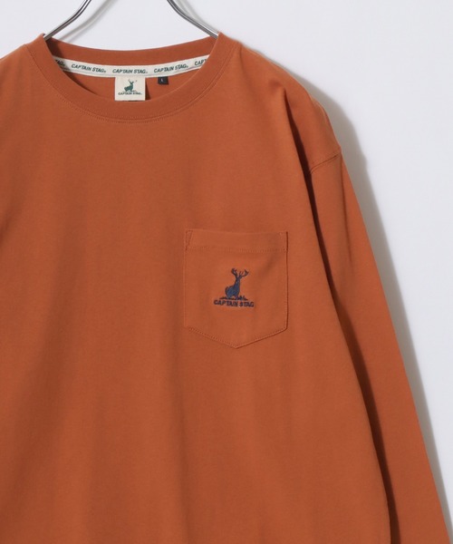 CAPTAIN STAG(キャプテンスタッグ)の「2026SS CAPTAIN STAG/キャプテンスタッグ ワンポイント刺繍 ポケット付 ロングスリーブTシャツ レディース メンズ ロンT(Tシャツ/カットソー・メンズ・ネイビー/オレンジ/グリーン/ブラック/グレー/オフホワイト・M/LL/L)」の6枚目の写真