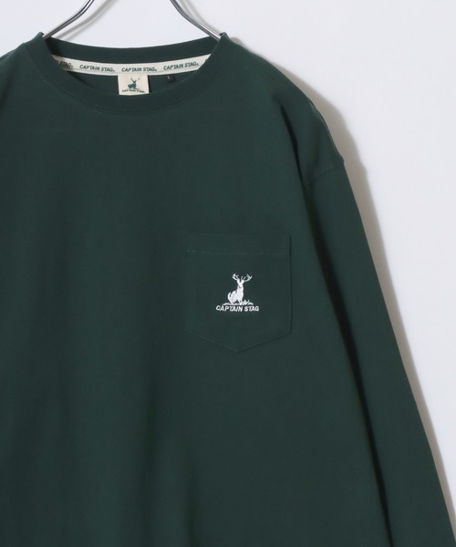 CAPTAIN STAG(キャプテンスタッグ)の「2026SS CAPTAIN STAG/キャプテンスタッグ ワンポイント刺繍 ポケット付 ロングスリーブTシャツ レディース メンズ ロンT(Tシャツ/カットソー・メンズ・ネイビー/オレンジ/グリーン/ブラック/グレー/オフホワイト・M/LL/L)」の4枚目の写真