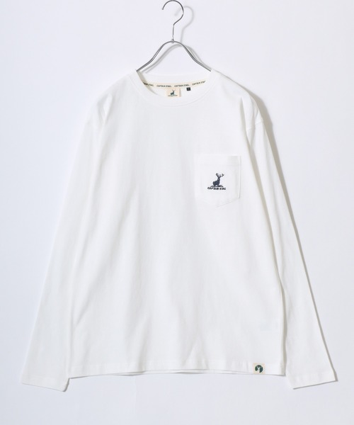 CAPTAIN STAG(キャプテンスタッグ)の「2026SS CAPTAIN STAG/キャプテンスタッグ ワンポイント刺繍 ポケット付 ロングスリーブTシャツ レディース メンズ ロンT(Tシャツ/カットソー・メンズ・ネイビー/オレンジ/グリーン/ブラック/グレー/オフホワイト・M/LL/L)」の7枚目の写真