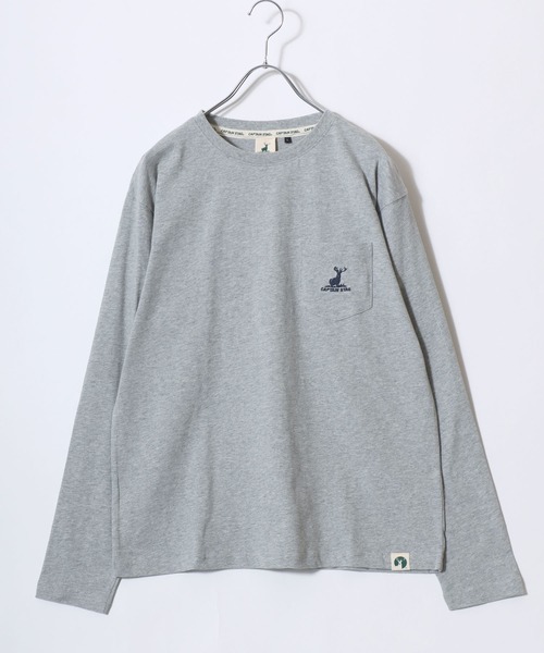 CAPTAIN STAG(キャプテンスタッグ)の「2026SS CAPTAIN STAG/キャプテンスタッグ ワンポイント刺繍 ポケット付 ロングスリーブTシャツ レディース メンズ ロンT(Tシャツ/カットソー・メンズ・ネイビー/オレンジ/グリーン/ブラック/グレー/オフホワイト・M/LL/L)」の9枚目の写真