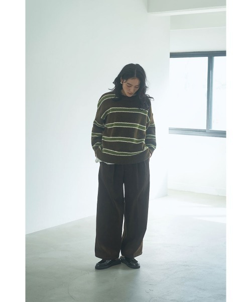 marjour(マージュール)の「CORDUROY TUCK PANTS(その他パンツ・レディース・ブラウン/オフホワイト・M)」の3枚目の写真