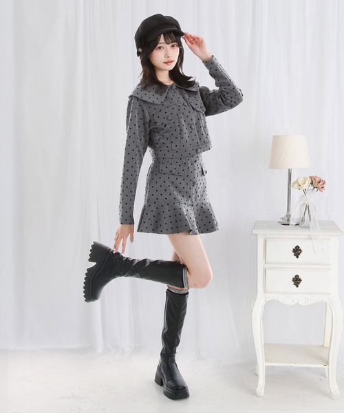 DearMyLoveRose(ディアマイラブローズ)の「丸襟ドットセットアップ【大きいサイズ有り】(セットアップ・レディース・グレー/ブラック・M-L/L~LL/LL~3L)」の3枚目の写真