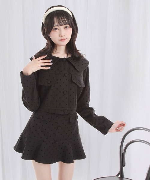 DearMyLoveRose(ディアマイラブローズ)の「丸襟ドットセットアップ【大きいサイズ有り】(セットアップ・レディース・グレー/ブラック・M-L/L~LL/LL~3L)」の9枚目の写真