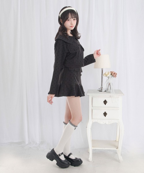 DearMyLoveRose(ディアマイラブローズ)の「丸襟ドットセットアップ【大きいサイズ有り】(セットアップ・レディース・グレー/ブラック・M-L/L~LL/LL~3L)」の10枚目の写真