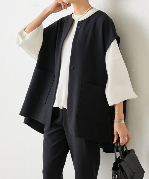 LIVETART（リヴェタート）の「《LIVETART》ポケットジレ（ベスト・レディース・ネイビー/ブラック・FREE）」の4枚目の写真