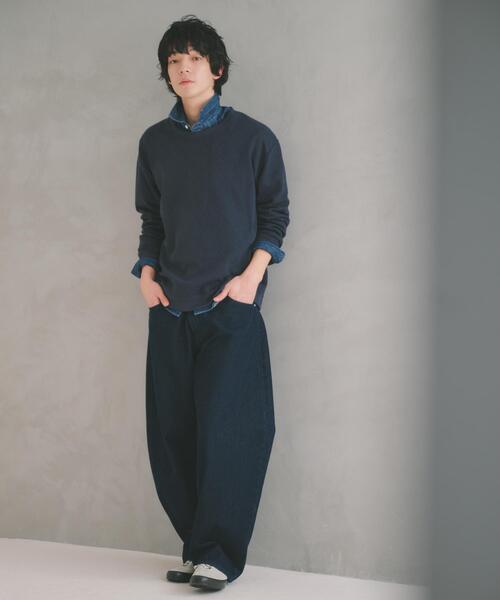 THE SHOP TK （ザ ショップ ティーケー ）の「【半歩先のオシャレ】デニムカーブパンツ　セットアップ可/洗濯機OK（デニムパンツ・メンズ・ネイビー/ブラック・04/03/02/01）」の9枚目の写真