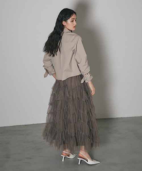 ARVELLIA(アルベリア)の「SLANT SHORT TRENCH(その他アウター・レディース・ブラック/ベージュ・M)」の7枚目の写真