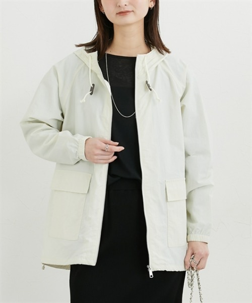 nissen（ニッセン）の「【花粉が付きにくい・はっ水・ＵＶカット】ワッシャー生地マウンテンパーカー（カバーオール・レディース・ベージュ/アイボリー/カーキ・L/LL/M）」の2枚目の写真